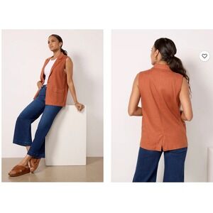 Evereve Orange Cali Linen Vest XL
